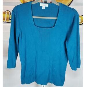 Dressbarn Blue Square Neck Knit Sweater Women’s Size XL